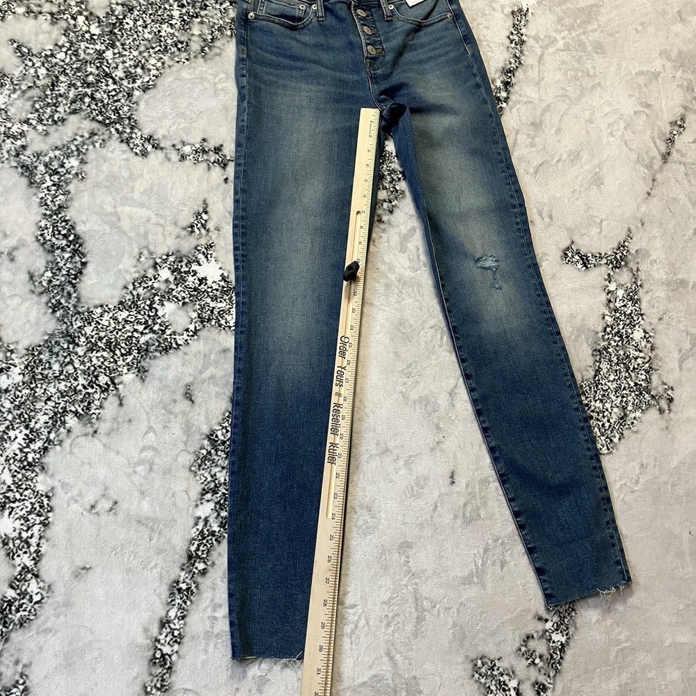 J Crew Jeans Womens‎ Size 26 Tall 9in Toothpick Button Fly Raw Hem Denim - Picture 4 of 10